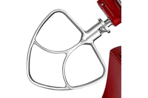 Gdrtwwh Batteur plat en acier inoxydable pour batteur KitchenAid à tête inclinable de 4,5 à 5 litres, passe au lave-vaisselle