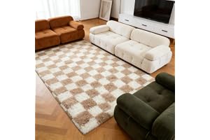 Rutig fluffig matta med hög lugg, tvättbar matta, vardagsrum, halkfri matta, modern shaggy mjuk stora mattor, mattor för sovr