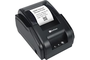BonKaso BKT05 58mm Thermal Receipt Printer Direct Thermal POS Bill Printer ESC/POS 90mm/s USB Bluetooth Support Logo Graphics 1D 2D Barcode for Retail Restaurant Pharmacy Bank Black