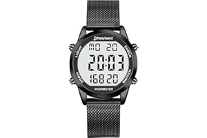 HEARKENT Reloj podómetro, resistente al agua, reloj digital, sin Bluetooth y aplicación, reloj para personas mayores con podómetro, contador de calorías, reloj deportivo para caminar/correr