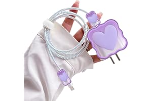 DIYGODY Bonito Serie de Protectores Cargador en Forma de Onda con Lindo Patrón de 3D Corazón para iPhone, Ahorrador de Cable USB,Antimordeduras de Perro y Gato,Gran Accesorios para Cargador de iPhone-Púrpura