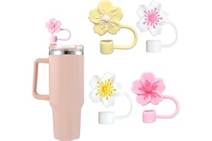 jatimdotin 4 Stück Strohhalm Abdeckungen, 10 mm Strohaufsätze, Silikon Strohhalm Abdeckung, Silikon Abdeckkappe für Stanley Cup, Wiederverwendbare, 4 Farben