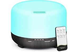 CHICSOLIS 500ML Aroma Diffuser für Ätherische Öle: Ultraschall Aromatherapie Diffuser mit Fernbedienung - Ultraschall Luftbefeuchter mit Timer Duftöldiffusoren mit 7 Farben für Büro Wohnzimmer Schlafzimmer Yoga