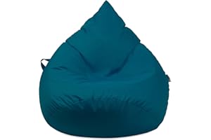 ‎BUBIBAG Droplet-Lounge Tropfenform Sitzsack mit Füllung | für Kinder Erwachsene | Indoor & Outdoor geeignet | Wasser-& Schmutzabweisend | Sitzkissen Bodenkissen Beanbag (XL Durchmesser 70 cm, Petrol)