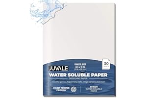 JUVALE 30 fogli di carta solubile in acqua, formato lettera stampante, 21,6 x 28 cm