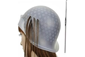 TOMTARY Highlighting Cap, Silicone Highlighting Cap with Hook Professional Reusable Highlighting Caps and Hook Kit Hairdressing Dyeing Staining Tools for Women Men