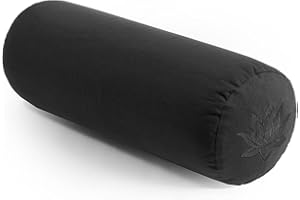 Yoga Studio Lotus - Cuscino in cotone con cerniera YKK, 23 x 61 cm, colore: grano saraceno biologico