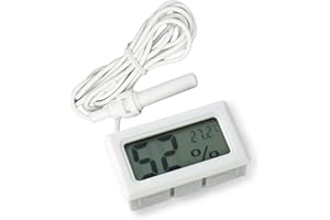 DollaTek Igrometro termometro Digitale LCD 2 in 1 con Esterno per rettili Acquario Incubatore Uccelli - Bianco