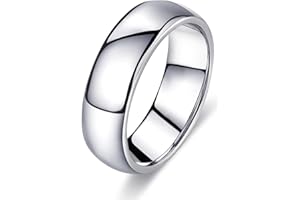FUNEIA Silber Band Ring Damen Herren 1-8mm Breit Edelstahl Ringe für Männer Frauen Simpel Polierte Trauring Ehering Verlobungsring Daumenring Finger Ring Größen 52, 54, 57, 60, 62, 65, 67