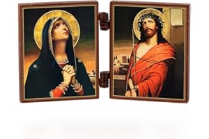 NKlaus - Deva Maria e Gesù - dittico cristiano in legno - Skorbjashhaja Bogorodica i Spasitel - altare itinerante 36153