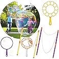 GEPROSMA Bubble Wand Bubble Machine, Bubble Toys for Kids,Giant Bubbles Set,6pcs Creative Bubble Maker Wand Kit,Large Soap Bubble Blower Gift for Summer Outdoor Garden Play Games Party Favors