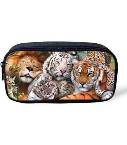 Trousse à Crayons Motif Guépard Grande Capacité - 3 Compartiments Avec Fermeture éclair - Parfaite Pour Le Rangement Maquillage Ou Stylos