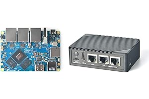 WAYPONDEV Nanopi R6S Mini routeur OpenWRT avec trois ports Ethernet LPDDR4X 8 Go de RAM basé sur 6TOPS NPU RK3588S Soc pour IOT NAS Smart Home Gateway Support Debian Ubuntu (avec boîtier métallique CNC)