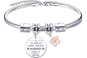 QTQTLP Pulsera Hermana Regalo de Hermana Regalo de Hermana mayor Regalo de Cumpleaños Hermana Pulsera Acero Inoxidable Hermana Pulsera Personalizada Mujer Hermana Pulsera a la Mejor Hermana