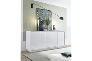 Web Convenienza Madia con 4 Ante Made in Italy – Credenza Contenitore Collezione Ice per Soggiorno Cucina Ingresso Sala da Pranzo Mobile Design Moderno Originale Bianco Laccato Lucido