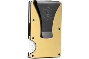 ROSSM Tarjetero Hombre con Bloqueo RFID para Tarjetas de Crédito - Cartera para Hombre Minimalista de Carbono y Metalica con Pinza y Banda Elástica para Billetes