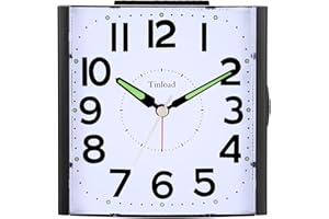 Tinload Analog Seniorenwecker mit Nachtlicht, 4.7 Zoll großes Zifferblatt, Tischuhr mit Schlummerfunktion, laut, ansteigendem 3-stufigem Glockenton, Batteriebetrieben