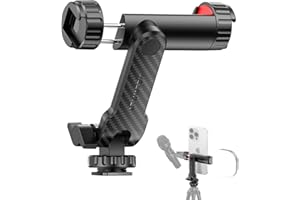 ATUMTEK Adapter do montażu statywu do telefonu, adapter do statywu do smartfona z 2 zimnymi chodakami i jedną śrubą 1/4", obrotowy o 360°, statyw telefoniczny, uchwyt na telefon