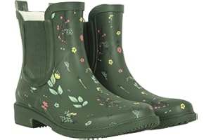 Mountain Warehouse Women’s Printed Rubber Ankle Wellies - Waterproof Rain Shoes, Soft Wool Lining, Easy to Clean, EVA Footbed Ladies Wellington Boots - for Walking