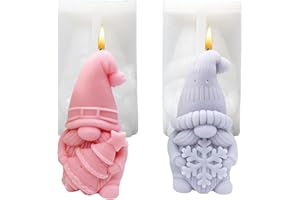 YOUKLY Stampi per Candele, 3D Stampi per Candele Natalizie, 2 di loro Stampi in Silicone Natale Gnomo per la Produzione di Candele, Pietre Aromatiche, Cioccolato, Decorazioni Natalizie Fai Da Te