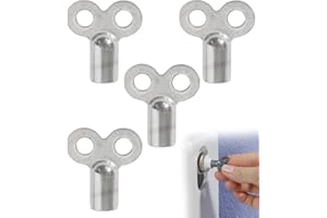 VOLLGUFEN 4pzs Chiavetta termosifone, Valvole sfiato termosifoni, Chiave spurgo termosifoni, Sfiato termosifone, Chiave per termosifoni, Compatibile con la maggior parte dei dissipatori di calore(Argento)