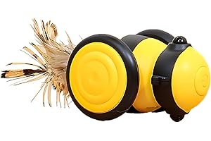Peticularz Jouet interactif Interieur pour Chat, Jouet Balle Automatique Jeu Intelligence pour Chaton, Divertissement et Stimulation de Mouvement idéal, Jouet pour Animaux Actifs (Jaune Abeille)