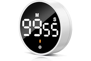 NAKIYO Kitchen Timer, Stopwatch Digital Timer, Magnetic Visual Timer Shower, Digital Kitchen Timers for Breakfast, Toothbrush Timers with Large Screen Display, Kids Teachers, Office Learning-White