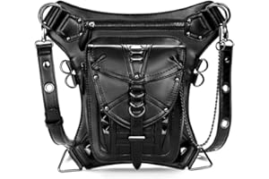 FiveloveTwo Riñoneras de Marcha Mujeres Hombres Steampunk Vintage Bandolera Paquetes De Cintura Pierna Bolsas táctico Pierna Banana Macutos de Senderismo Negro