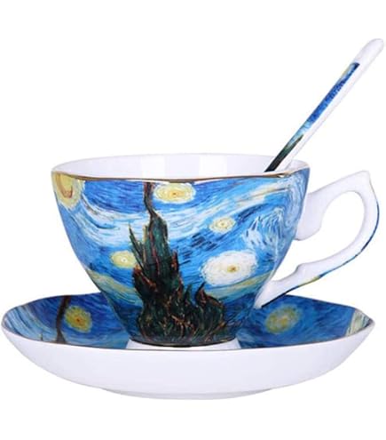 Set Teiera E Tazza Vincent Van Gogh Notte Stellata, In Ceramica, Per Tè In Solitaria, Ideale Regalo Per Appassionati D'Arte