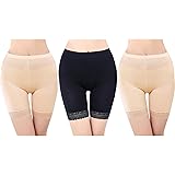 FEPITO 3 Paia Pantaloncini da Donna sotto la Gonna Pantaloni di Sicurezza Leggings con Bordi in Pizzo Elasticizzato Morbido P