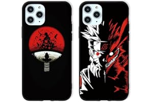 Eouine [2 Piezas] Fundas para Xiaomi Redmi Note 8 Pro 6,53",Anti Golpes Suave TPU Silicona Carcasa con Itachi Manga Anime Ninja Patrón Antichoque Protectora Case Compatible con Redmi Note 8 Pro, 02
