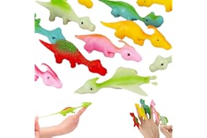 Mystiqut 15 Pcs Slingshot Dinosaur Finger Toys Stretchy Dinosaur Finger Slingshots Finger Flying Dinosaur Toys Slingshot Dinosaurs Stretchy Flying Dinosaur Dinosaur Slingshot Toy (Random Color)
