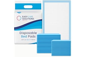 50 x Easy Care Solutions 60 x 60 cm | Disposable Incontinence Bed Pads, Underpads, Bed Mats, Mattress Protectors, Incontinence Pads, Waterproof Bed Sheets for Every person | 2 Packs of 25