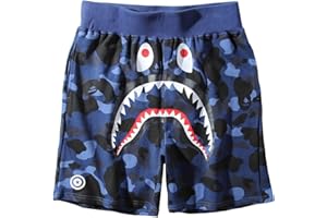 PADOLA Hombre Pantalones Cortos Shark 3D Estampado Shorts con Cintura elástica Pantalones Cortos de Verano Deportivos para Playa con Bolsillos