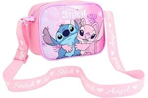 Disney Lilo and Stitch Cross Body Bag for Girls – Pink Shoulder bag with – Cute Handbag Kids Purse