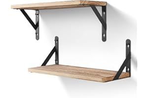 AGM Wandregal Holz, Regal Wand 2er Set, Dekorativ Regale für Wände, Tiefe 15cm, Länge 42.5cm Wandboard für Wohnzimmer, Schlafzimmer, Badezimmer, Küche, Büro