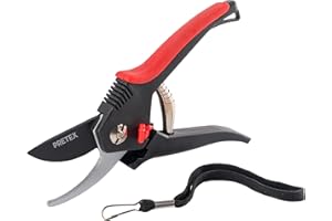 PRETEX tijeras de podar con cierre de seguridad, cuchilla con recubrimiento antiadherente | tijeras de poda, tijeras para podar, podadera