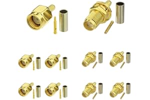 Superbat Kit Connettori SMA 10 Pezzi Maschio e Femmina a Crimpare e Saldare 50 Ohm Basse Perdite RF Compatibile con Cavo Coassiale RG174 RG316 RG188 LMR100