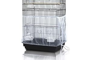 ASOCEA Vogelkäfig Abdeckung Verstellbarer Vogelkäfig Schutznetz Samenfänger für Papageien Nylonnetz Papageienkäfig Rock-Weiß Verstellbarer Umfang:200cm breit:40cm (ohne Vogelkäfig)