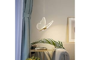 HKLY LED Lampe Suspension Papillons Décorent Lustre Chambre Enfant Fille, Luminaire Suspension Scandinave Acrylique Design Créatif Moderne Plafonnier pour Chambre Salon Restaurant,3000K-6500K (A1)
