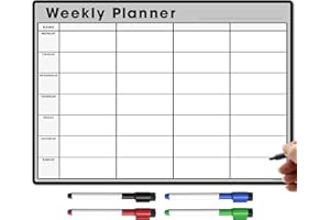 THE MAGNET SHOP TMS magnetyczny planer tygodniowy i organizer A4, w pełni konfigurowalna tablica do zadań rodzinnych lub biznesowych i planowania posiłków, z 4 bezpłatnymi magnetycznymi pisakami do wycierania na sucho (szara, A4)