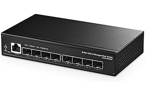 Binardat Switch gestito a 8 porte 10 Gigabit SFP, supporta moduli 1G SFP e 10G SFP+, larghezza di banda 160 Gbps, gestione Web L3, switch di rete Fiber senza ventola in metallo