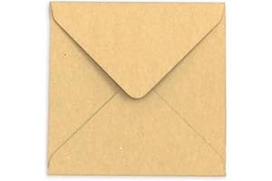 Lempac Recycled Kraft Fleck Envelopes with V Flap Closure 200 Pack - Natural Brown 110gsm Card Mailers for Invitations, Cards & Special Occasions - Strong Gummed Seal Design- 155mm x 155mm