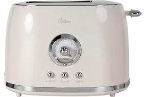 SILVA SCHNEIDER Grille-pain Retro Style Nostalgia 200, 800 W, 2 tranches, degré de brunissage réglable, centrage et arrêt automatiques, 4 fonctions : décongélation, réchauffage, réglage du degré de brunissement,