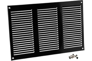 Steinberg14 Black 300x200mm Metal Air Vent Cover with Insect Mesh - 12x8 inch Ventilation Grille - Air Vent Register for Walls and Ceilings - Ventilation Cover for Outdoor and Indoor