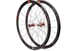 RUJIXU 700c Road Bike Wheelset Racing Bicycle Wheel Double Wall Rims 40mm 8-11speed Cassette Carbon Fiber Hub Quick Release Wheel Rim Brake 1900g