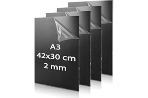AKOLAFE 4 Pièces Plaque Acrylique 2mm Feuille Acrylique A3 Feuille de Plastique Plaque 42x30cm Plaque Pvc 2mm Carrée Robuste Plaque Plastique Noir pour Peinture, Bricolage, Projet