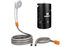 LIEBMAYA Portable Outdoor Shower, Camping Shower 4400mAh Battery Powered Shower Pump for Outdoor Family Camp/Hiking/Backpacking, Travel, Beach, Pet, Flowering, IPX7 Waterproof Black