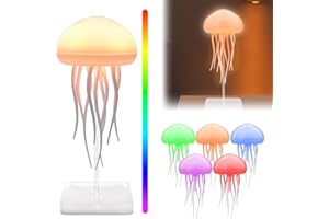 Vibbang Lampe Méduse, Veilleuse LED en Forme de Méduse, Lampe de Chevet Avec Dégradé de Couleurs pour la Maison (A)