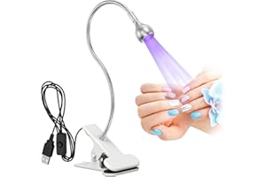 UV Glue Curing Lamp, AISEELY Nail Dryer LED Nail Lamp, 3W USB Glue Lamp Ultraviolet Violet Light with Clip and Switch, for Mobile Phone and Circuit Board Repair (Silver)